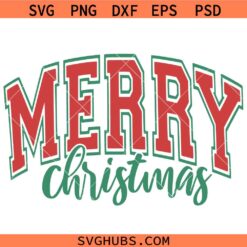 Merry Christmas retro college font SVG, Christmas Shirt SVG, Christmas Sign SVG