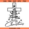 Merry Christmas tree Cross SVG, Christmas Sign SVG, Christian Shirt SVG, Christmas Shirt svg