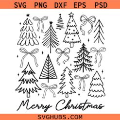 Retro Merry Christmas Trees SVG, Christmas Tree SVG, Retro Christmas Decor SVG, Christmas Shirt SVG