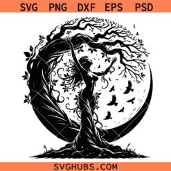 Woman Tree Mythical SVG, Dryad SVG, Woman Tree Art SVG