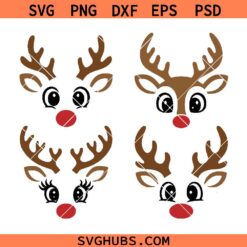 Christmas Reindeer Face SVG Bundle