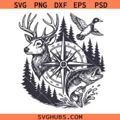 Duck deer and hook svg, Deer hunter svg, Hunting season svg, Fish hook svg
