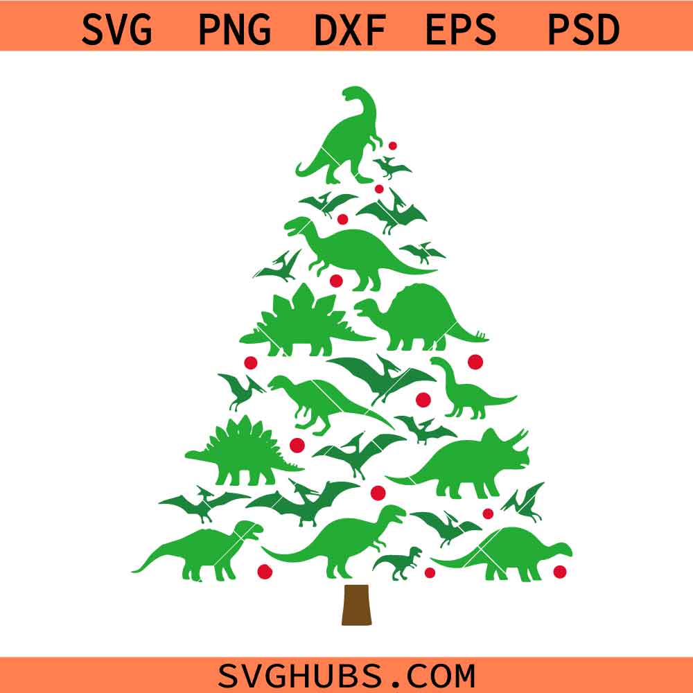 Dinosaur Christmas Tree SVG, Funny Holiday Dinosaur Christmas Tree SVG, Dinosaur Tree SVG