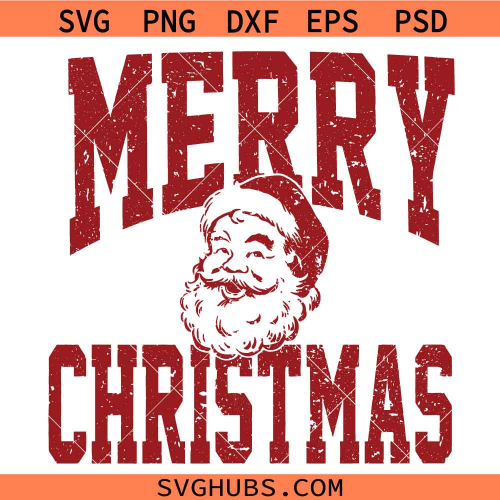Distressed Merry Christmas SVG, Retro Christmas Shirt SVG, Happy Holidays SVG, Christmas Sign SVG