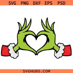 Grinch Heart Hand Symbol SVG, Grinchmas svg, Love Christmas svg, Funny Grinch Christmas svg