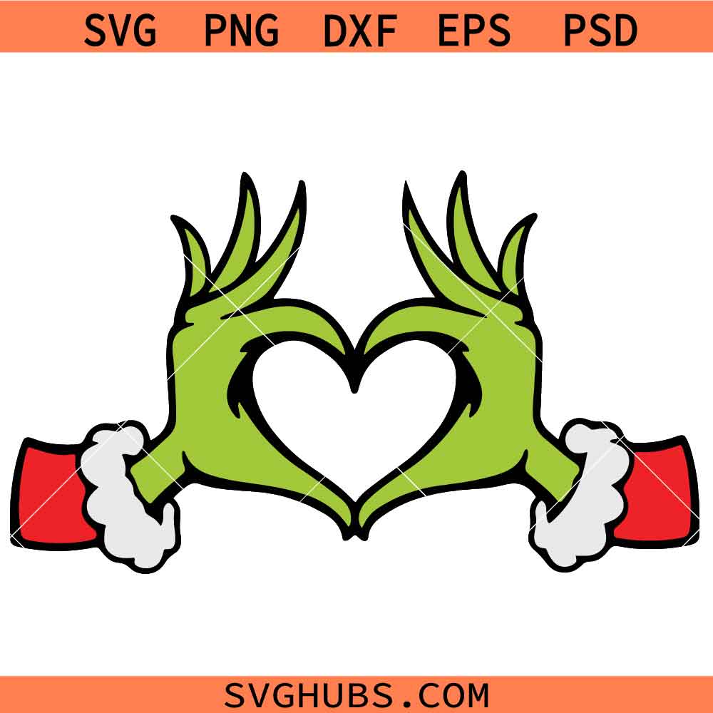 Grinch Heart Hand Symbol SVG, Grinchmas svg, Love Christmas svg, Funny Grinch Christmas svg
