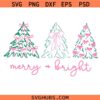 Preppy Christmas Tree Svg, Merry and Bright svg, Christmas Coquette Bow Png, Christmas svg