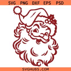 Retro Santa Face SVG, Santa Claus Svg, Father Christmas Svg, Kids Christmas Decor svg