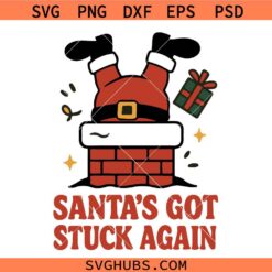 Santa’s Got Stuck Again Svg Png, Santa Claus Svg Png
