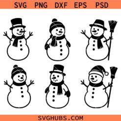 Snowman Bundle SVG, Winter Vibes SVG, Snowman Clipart SVG, Christmas SVG, Christmas Sign Svg