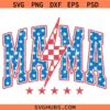 Mama Lightning bolt checkered Svg, Mama Lightning bolt Svg, Retro Mama Checkered Lightning Bolt Svg