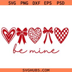 Be Mine Valentine Heart & Bow Svg, Valentine Heart Bow Svg, Valentine Svg