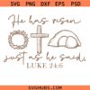He Has Risen svg png, Christian Shirt svg png, Luke 24:6 svg png, Jesus Risen Svg Png, Easter Sunday Svg Png