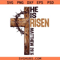 Easter Cross He Is Risen Jesus Christian svg png, Matthew 28:6, Easter Jesus png, Bible Verse Png, Pink Easter Cross svg png