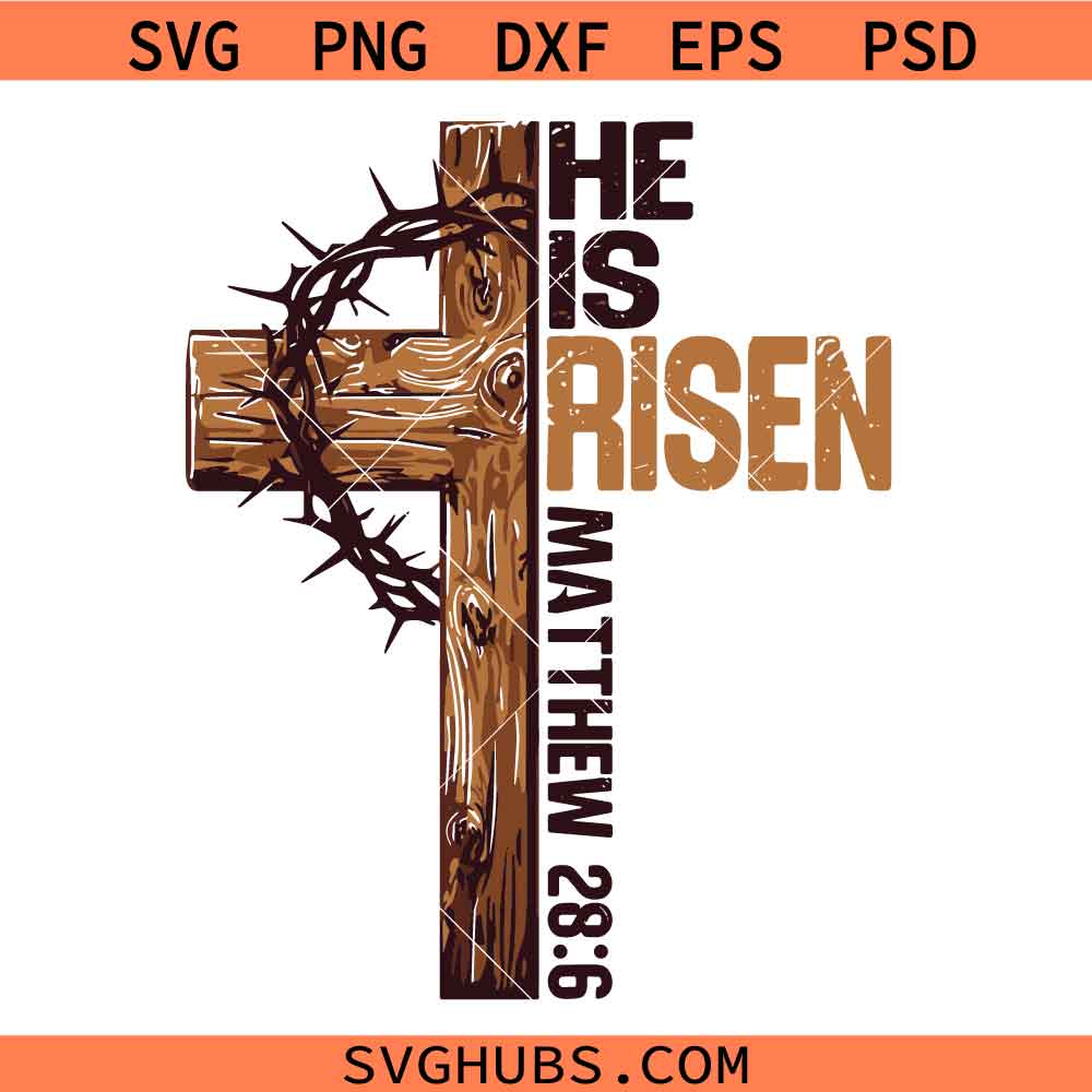 Easter Cross He Is Risen Jesus Christian svg png, Matthew 28:6, Easter Jesus png, Bible Verse Png, Pink Easter Cross svg png
