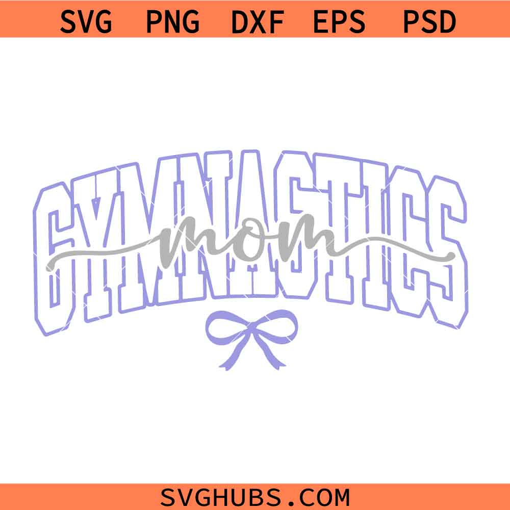 Gymnastics Mom Svg Png, Gymnast Varsity Cute Chic Svg Png, Mother’s Day Svg Png, Purple Silver Black White svg png