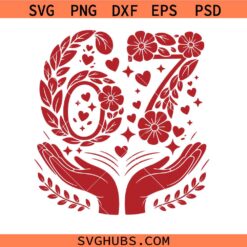 Valentine’s Day Six Seven 6 7svg png, Hand Heart 67 svg png, Men Boy Kids svg png