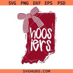 Cream and Crimson Hoosiers Indiana PNG SVG, Game Day State Outline Bow Design SVG PNG, Hoosier SVG PNG