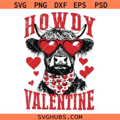 Howdy Valentine svg, Valentine Highland Cow svg, Western Valentine's Day svg, Retro Valentine svg