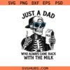 Just a Dad Who Always Came Back With the Milk SVG PNG, Dad SVG, Skeleton Dad Clipart SVG, Cool Halloween SVG PNG