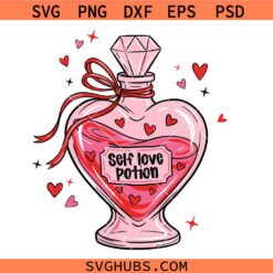 Self Love Potion Valentine SVG, Love Potion Valentine PNG SVG, Preppy Valentine's Day SVG