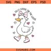 Silly Goose on the loose SVG PNG, Valentine Silly Goose Png SVG, Cute Coquette Goose Png svg