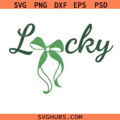 St Patricks Day svg png, Lucky Coquette Bow svg png, Shamrock svg png, Lucky clover Svg png