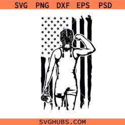 US Female Wrestling Svg, Female Wrestling Flag Svg, US Flag Martial Girl Svg