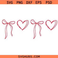 Valentine Coquette Bow And Heart Svg, Valentine Heart And Bow Svg, , Valentine's Day Svg