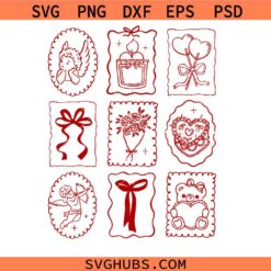 Valentine Doodle SVG PNG, Valentine Doodle Coquette Bow Clipart svg, Valentine Doodle Teddy Bear svg