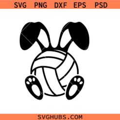Volleyball Bunny SVG PNG, Volleyball Bunny Ears SVG PNG, Volleyball Easter SVG PNG, Bunny Ears SVG PNG,