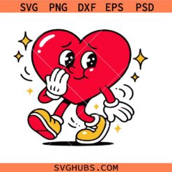 Walking Heart Mascot svg, Heart Svg, Smiling Heart svg