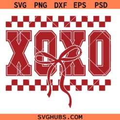 Xoxo Checkered coquette Bow SVG, xoxo coquette Bow SVG, Xoxo Checkered svg png