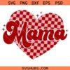 Retro Mama Checkered Heart svg png, Mama valentine svg png, Mama Heart svg png