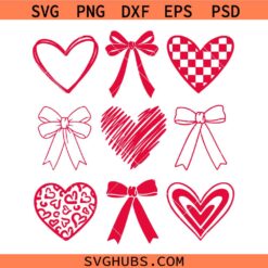 Valentine Heart & Bow svg png, Retro Checkered Valentine's svg png, Coquette Valentines svg png