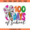 100 Days of School pencil bow svg png, 100 Days of School svg, Teacher shirt svg