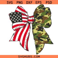 Patriotic Camouflage Coquette Bow svg png, 4th of July Freedom Ribbon svg, American Coquette Bow Flag svg