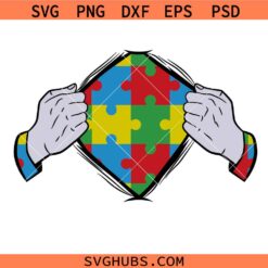 Autism Awareness Tear Away Svg Png, Hands Rip Ripping Open Svg Png, Neurodiversity Svg Png