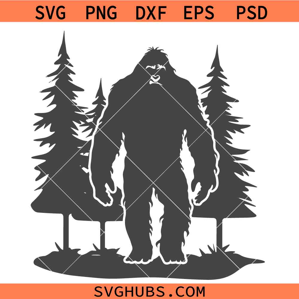 Bigfoot silhouette SVG, Sasquatch svg, Bigfoot Walking Svg