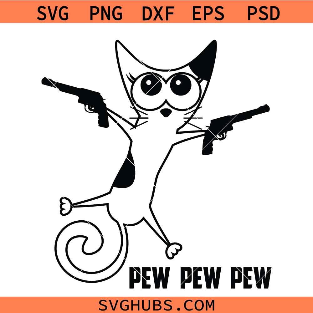 Cat Pew Pew Madafakas Svg Png, Cat Lovers Svg Png, Shooting cat Svg Png