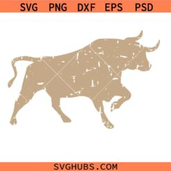 Charging Bull Svg Png, Bull Svg Svg Png, Rodeo Svg Png, Distressed Bull Svg Png