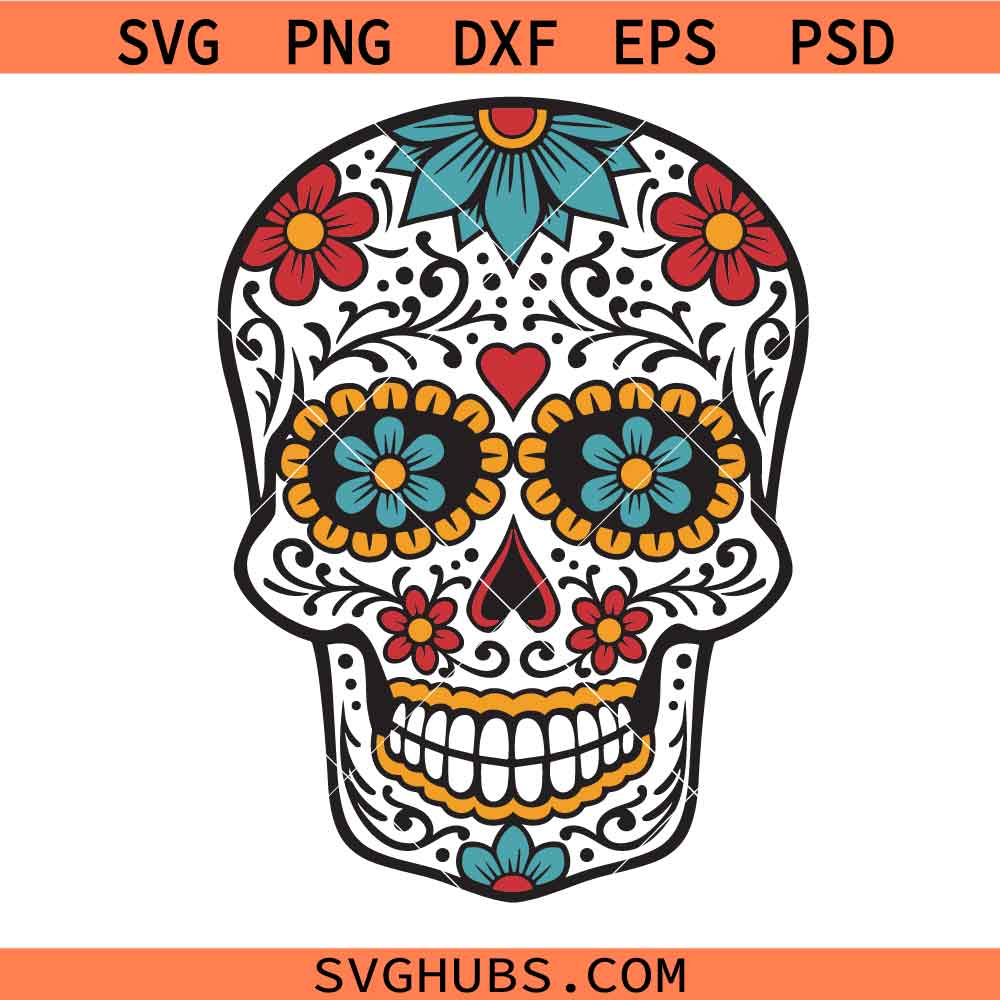 Day of Dead Skull Svg Png, Sugar Skull Skeleton Svg Png, Halloween Svg Png