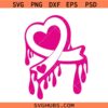 Dripping Heart svg, Breast cancer svg, Pink ribbon svg, Awareness Ribbon ,Survive svg