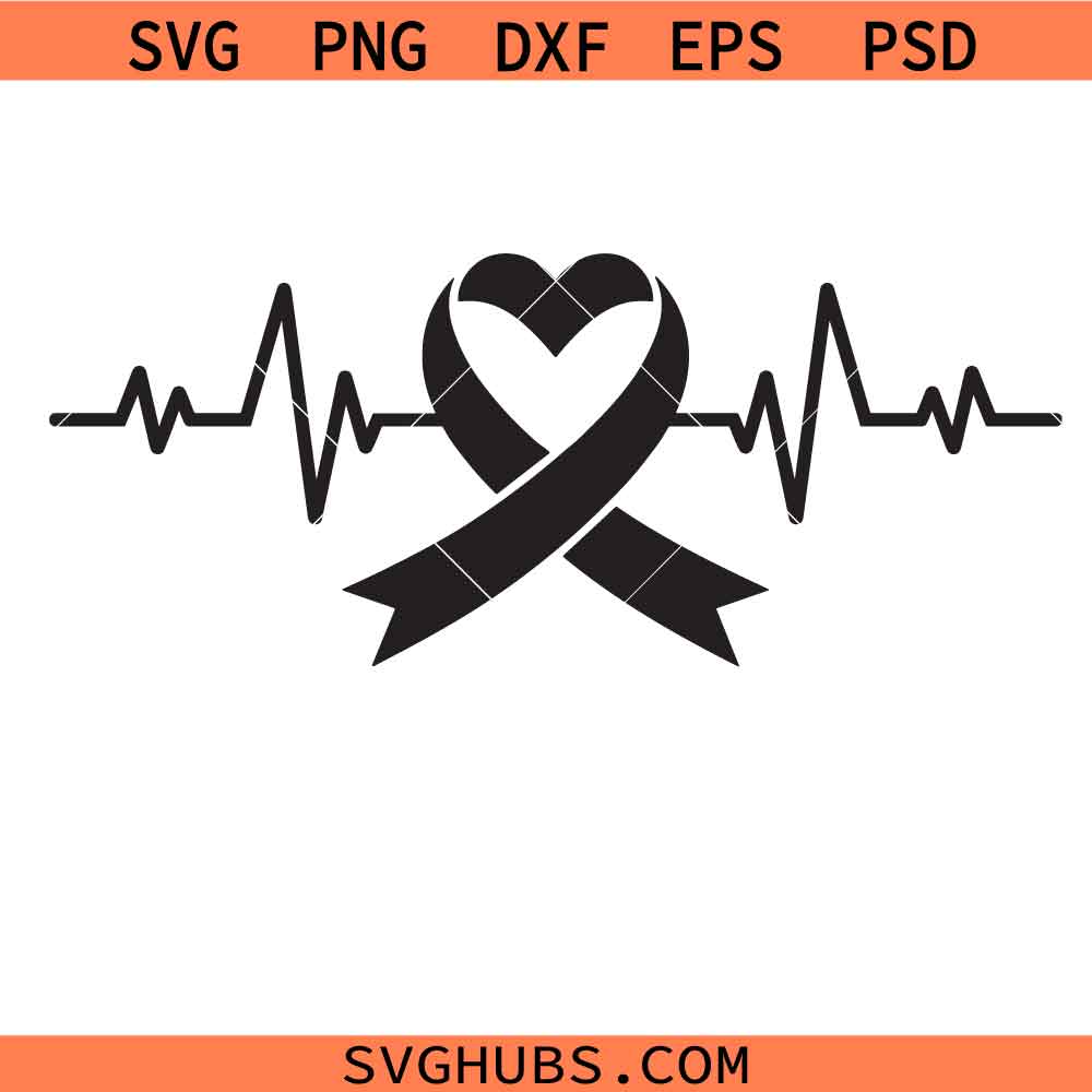 ECG Line Red Ribbon Support Svg Png, Heartbeat Heart Disease Awareness Svg Png