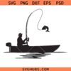 Fisherman Caught a Fish Svg Png, Fishing Man Boat Svg Png, Cross fish hook Svg Png