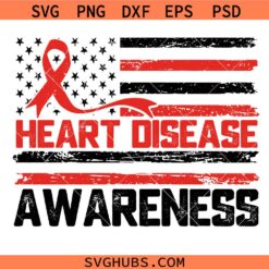 Heart Disease Awareness Svg Png, American Flag Ribbon Svg Png