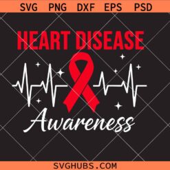 Heart Disease Awareness Day Warriors Svg Png, Red Ribbon Heartbeat Heart Health Shirt Ribbon Svg Png