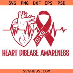 Heart Disease Awareness Go Red Svg Png, Heart Disease Awareness Svg Png, Red Heart svg Png