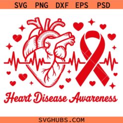 Heart Disease Awareness Svg Png, Medical Awareness Svg Png, Red Heart Svg Png