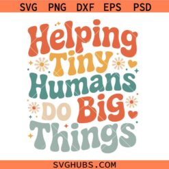 Helping Tiny Humans Svg Png, Pediatric Therapist Retro Design Svg Png